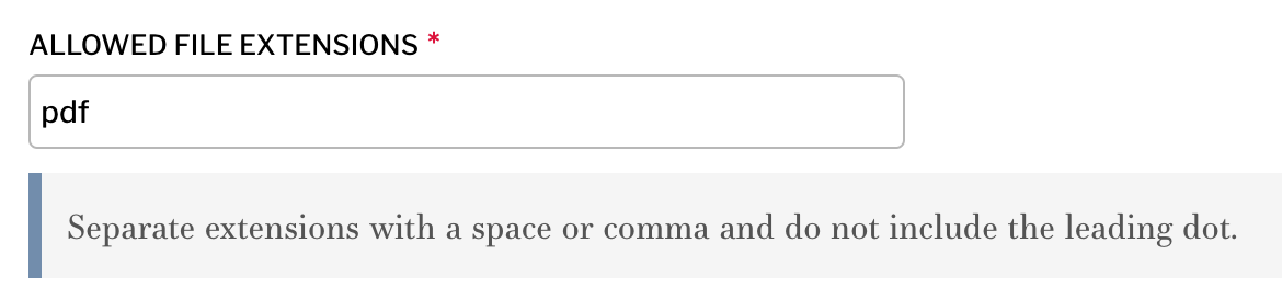 Set file extensions