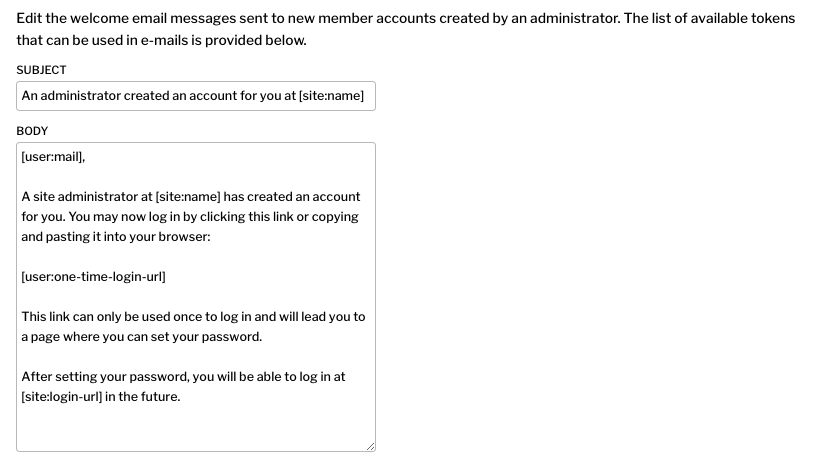 Email configuration