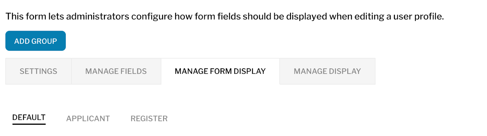 User manage form display page
