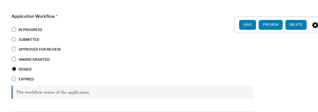 Set application status