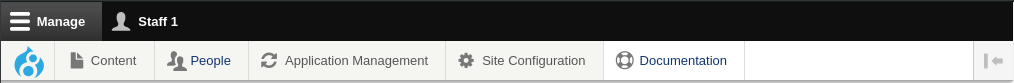 The expanded Admin Toolbar