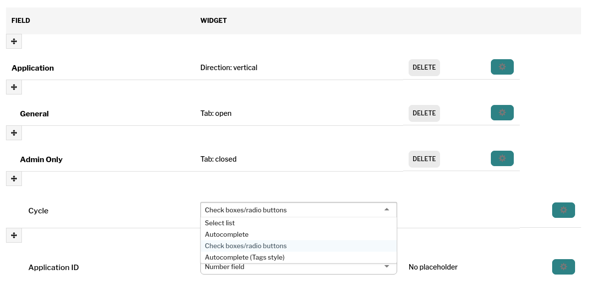 Choose widget for a field