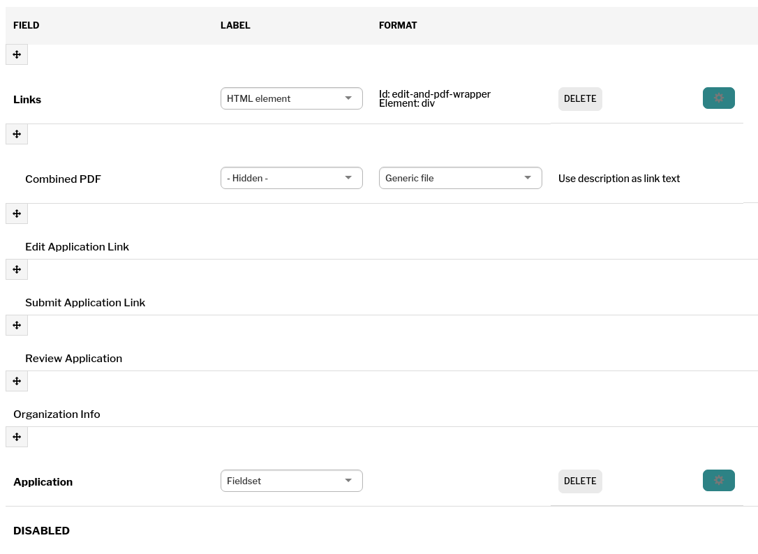 Manage Display page