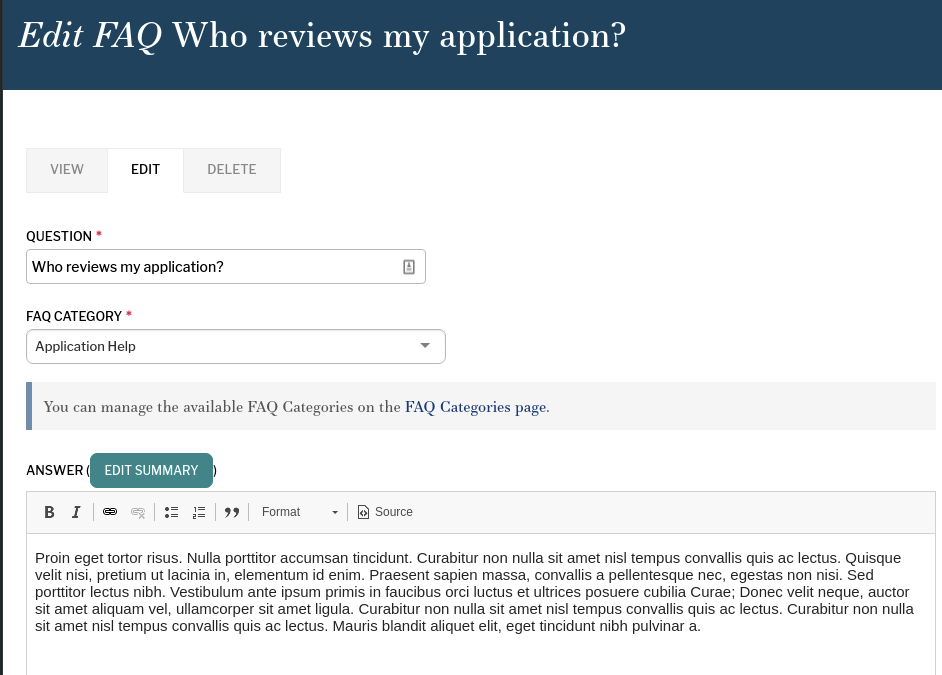 Edit an FAQ