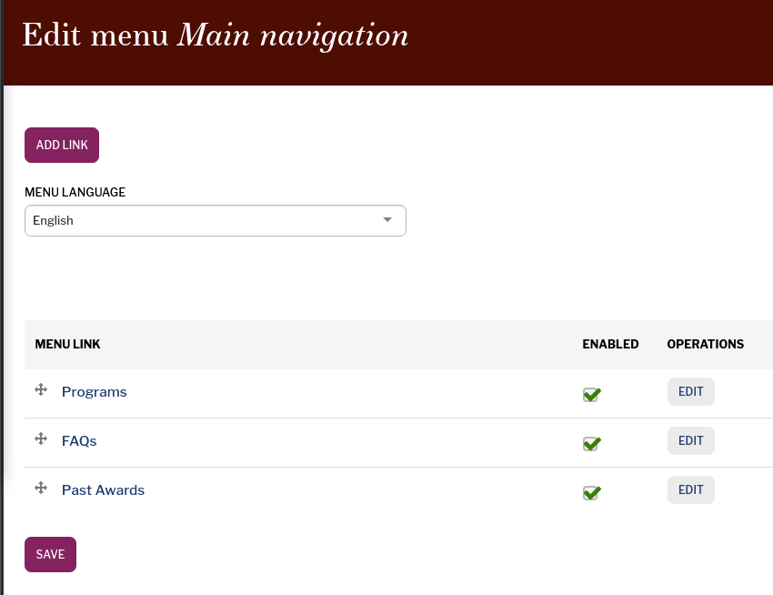 Manage the Main Menu